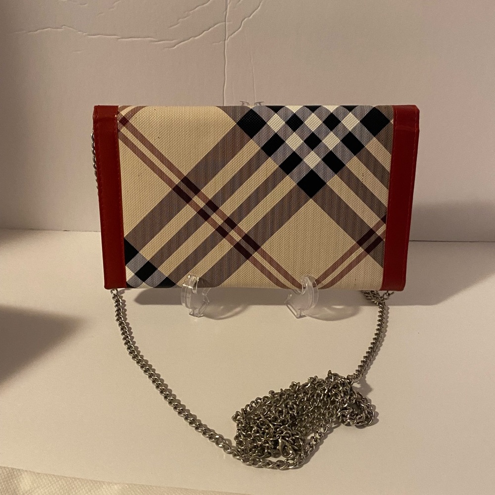 Burberry Red and Beige Plaid Clutch - Picture 3 of 8
